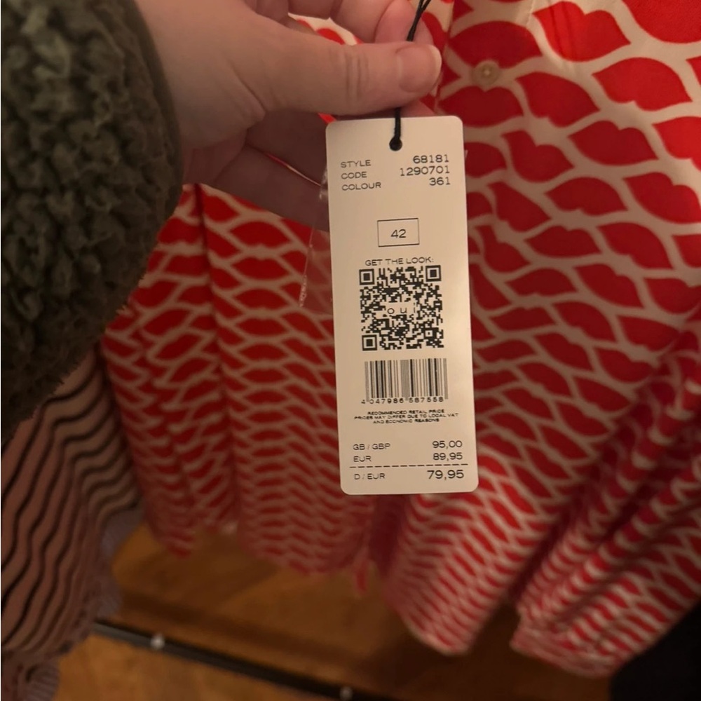 Red and White Patterned Dress